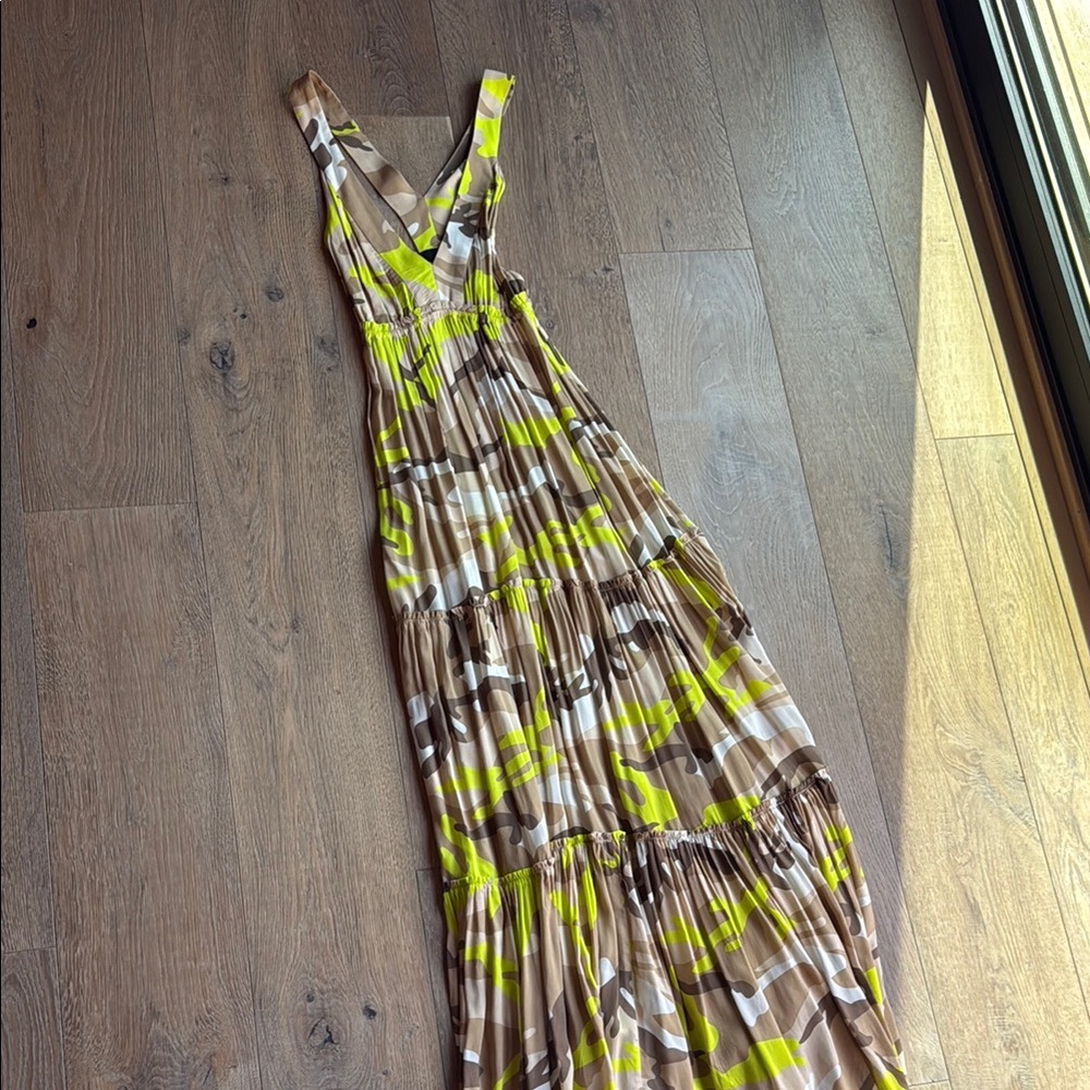 Le Superbe Brown and Yellow army Maxi Dress